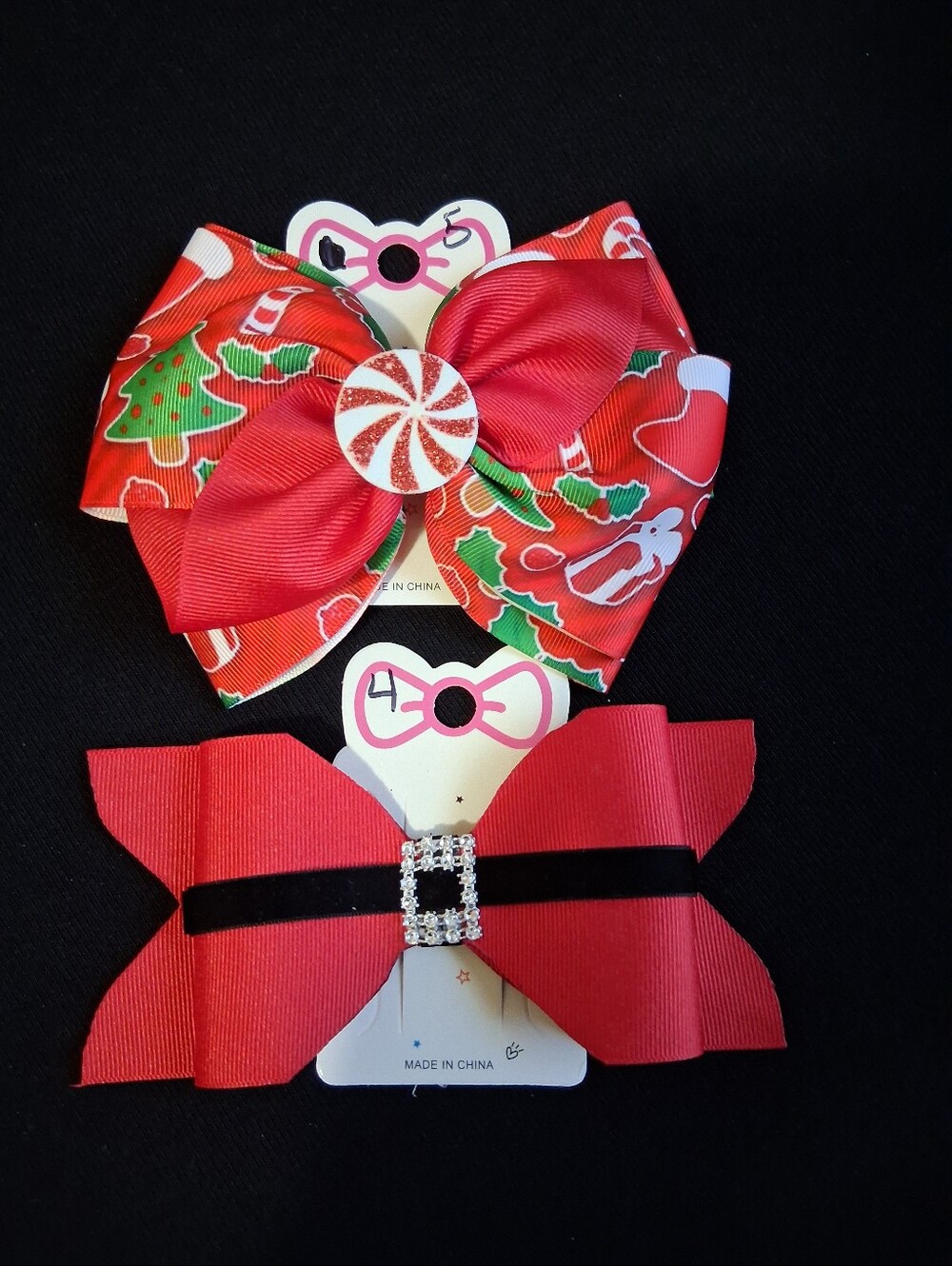 Festive Red Christmas Bow Hair Clips
